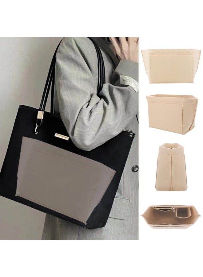 OSHIMA Bag Organiser Compatible for Longchamp, Tote Bag Insert Organizer Multi-pocket Felt Handbag Organiser Insert, Handbag Organisers Convenient Storage Zipper Bags Organizer(10 * 8 * 5 In) - Image 3